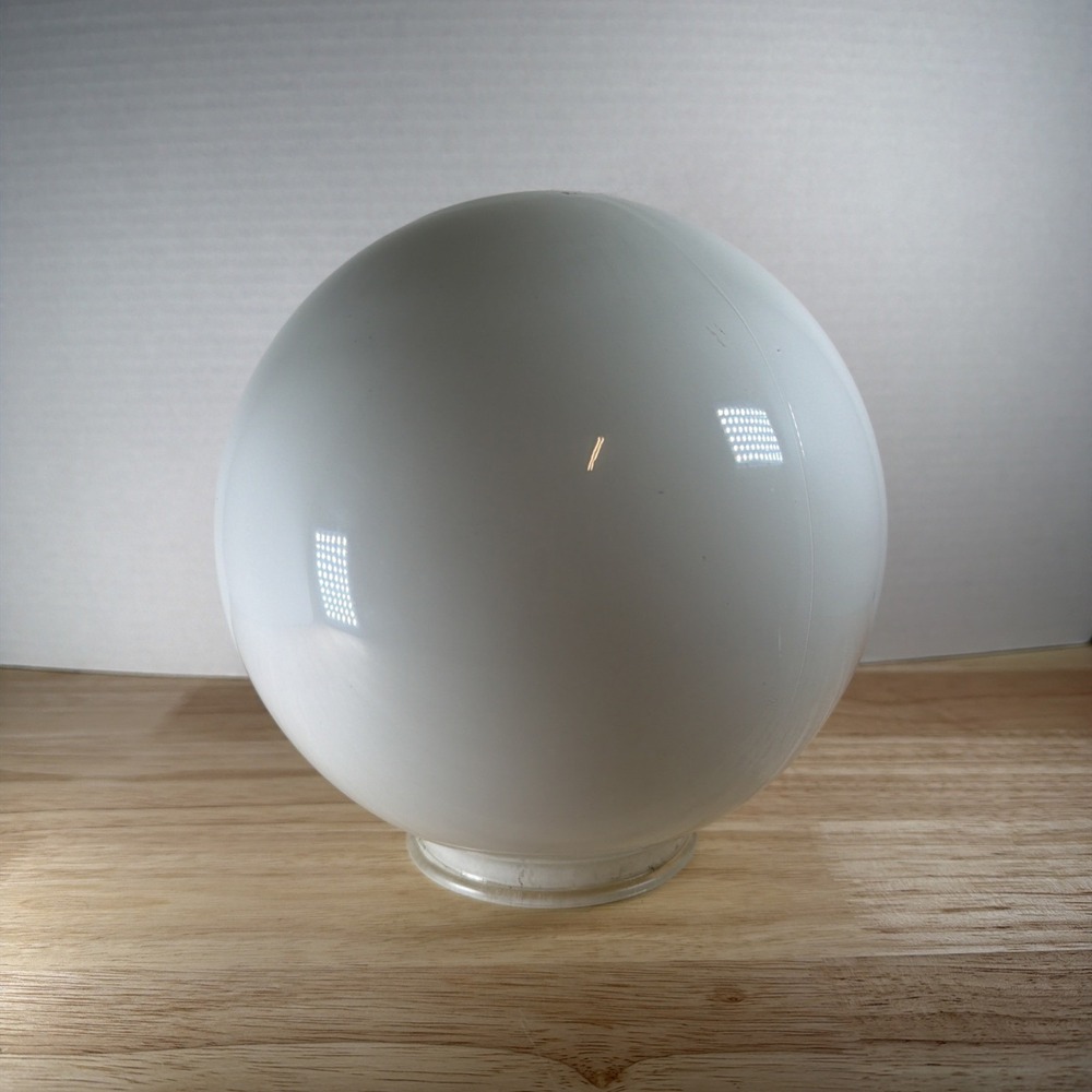 Vintage MCM White Milk Glass Round Globe Ball Light Fixture Lamp Shade 8" Tall